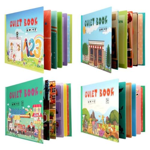Busy Book educational toy for toddlers with themes, writing pages, and colored pens